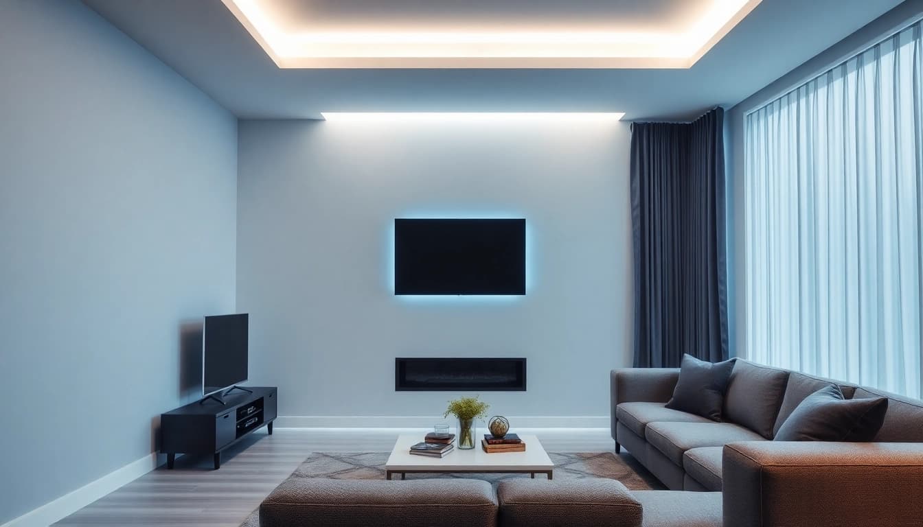 Efficient Klimaanlagen cooling a stylish living space, showcasing modern design and functionality.