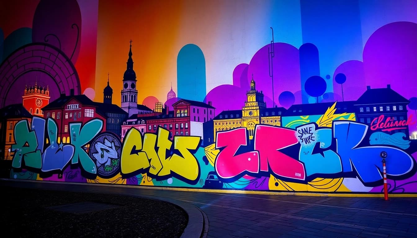 Erforschen Sie beeindruckende Graffiti Leipzig, ein lebendiges Wandgemälde in urbaner Umgebung mit bunten, kreativen Motiven.