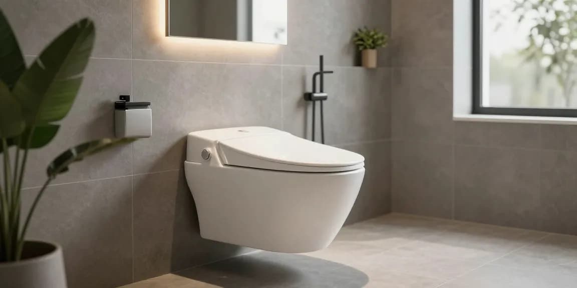 Ervaar de elegantie van een toilet randloos in een modern badkamerinterieur.