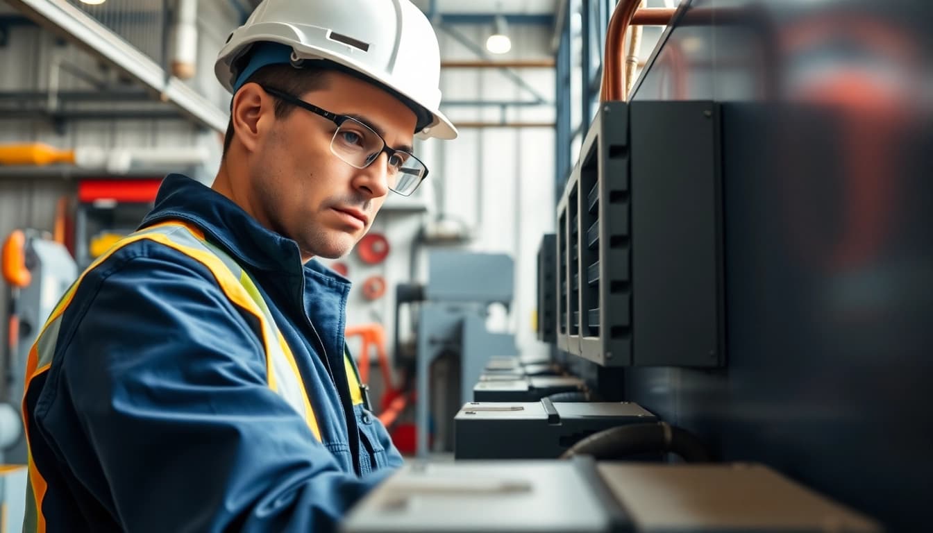 DGUV V3 Prüfung auf elektrischen Geräten durch einen Techniker in sicherer Umgebung.