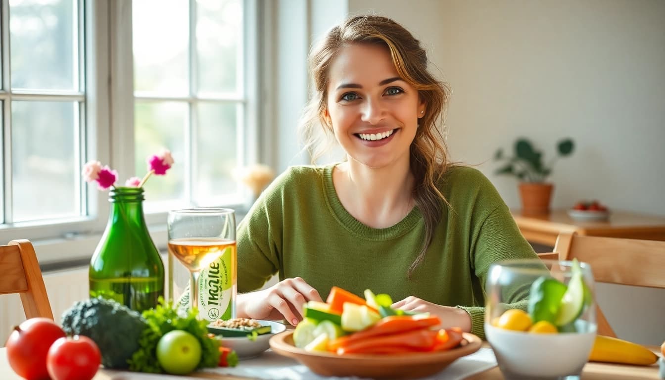 Eine gesunde Person genießt eine ausgewogene Mahlzeit, um ihren Gewichtsverlust zu unterstützen und einen aktiven Lebensstil zu fördern.