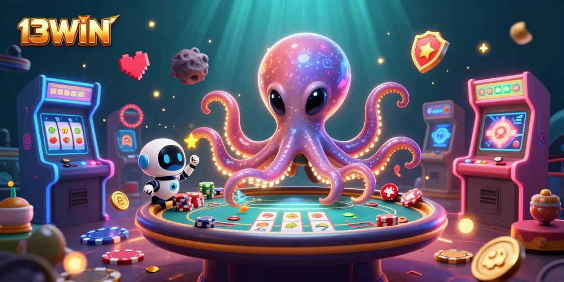 Experience thrill and excitement at 13WIN with holographic poker and vibrant gaming elements!
