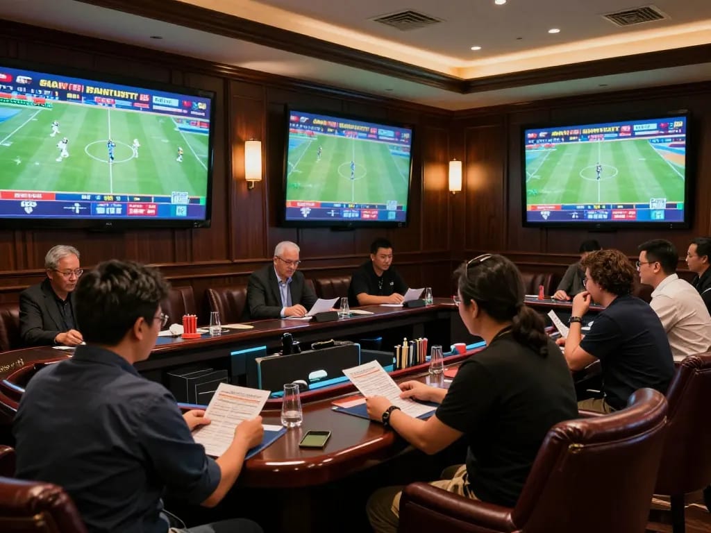 Players experience thrilling sports betting action at mk8's upscale lounge, analyzing odds and placing strategic bets
