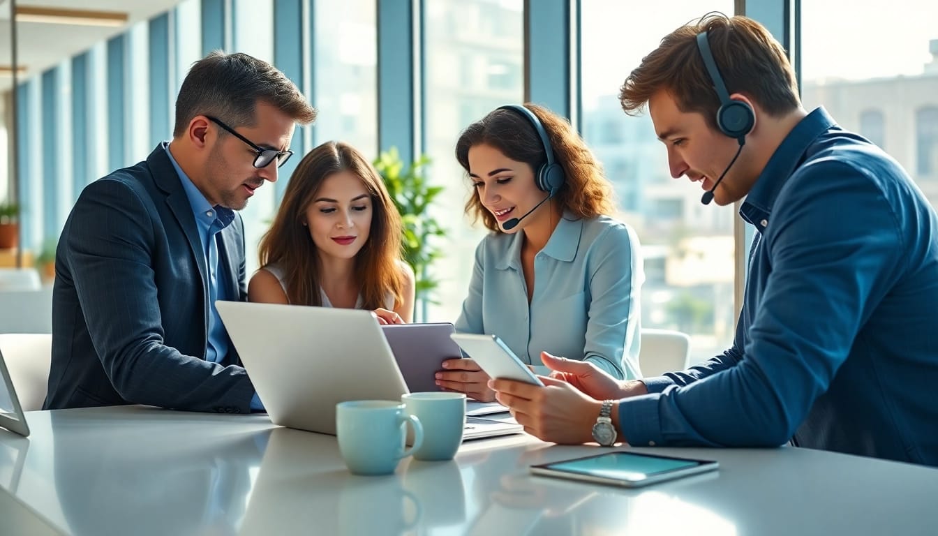 Software Hilfe durch ein engagiertes Team in einem modernen Büro.