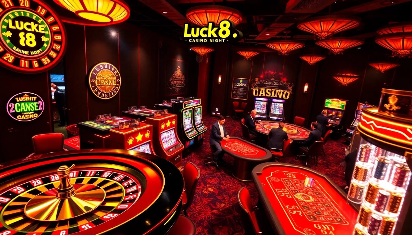 Experience excitement at Luck8 casino with vibrant tables, engaging games, and luxurious atmosphere.