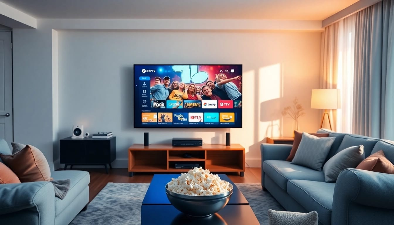 Erleben Sie IPTV Deutschland in einem modernen Wohnzimmer mit einem eleganten Smart-TV.