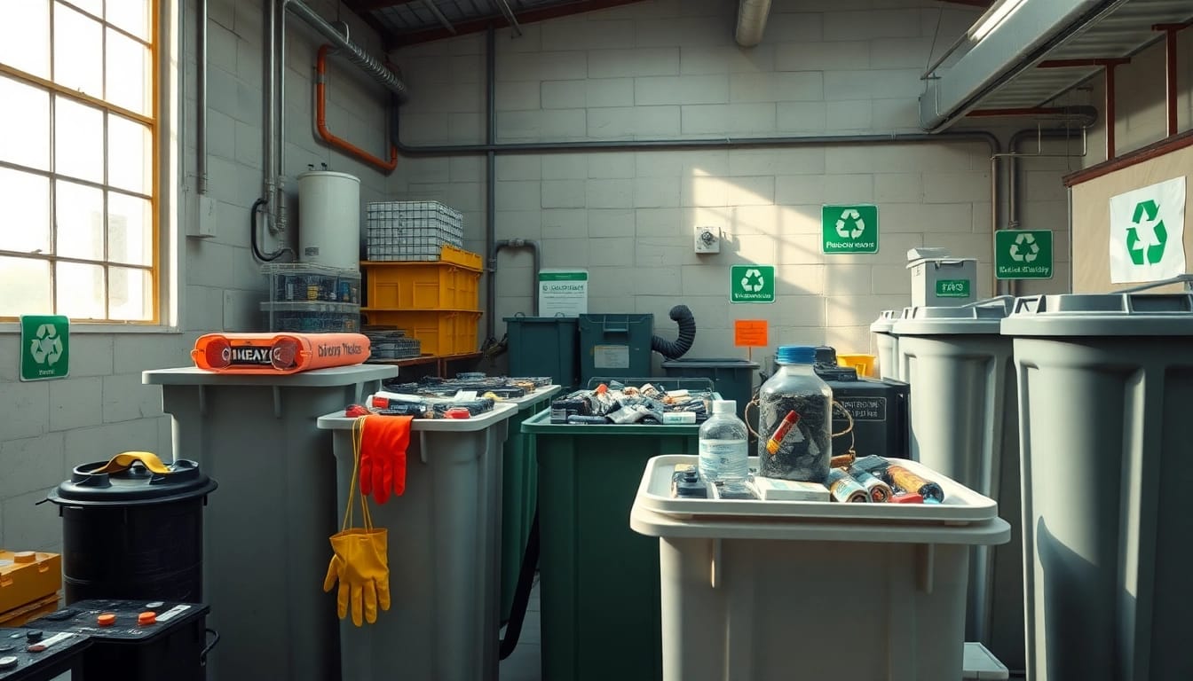 Batterietanks entsorgen sicher und nachhaltig in einem Recyclingzentrum darstellen.