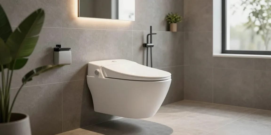 Ervaar de elegantie van een toilet randloos in een modern badkamerinterieur.