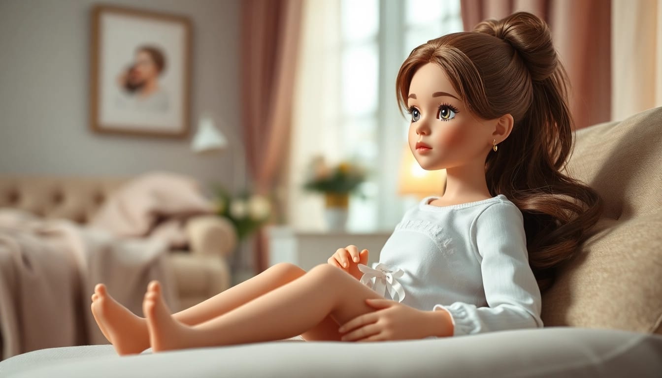 Attraktive Love Dolls in einer einladenden Umgebung, die ihre lebensechten Merkmale betonen.