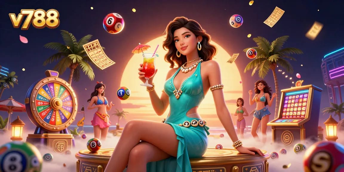 Engage with v788's vibrant casino atmosphere featuring dynamic games and a glamorous setting.
