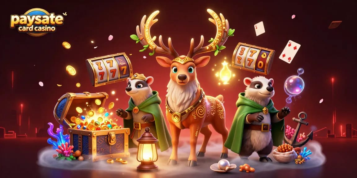 Engagieren Sie sich in einem Paysafe Card Casino, und treten Sie dem Spielabenteuer mit einem Druidenhirsch, einem Dachs und leuchtenden Elementen bei.