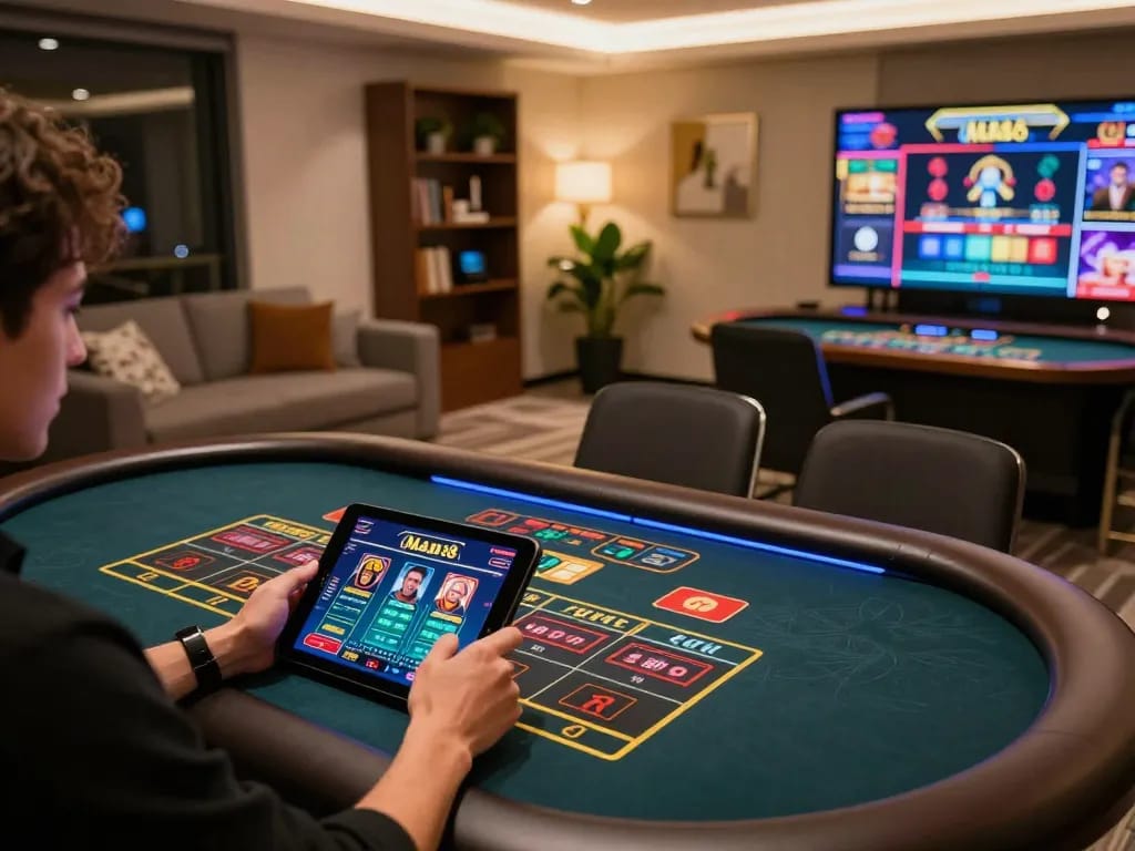 Engaging in table games on Man 88's online casino platform from a cozy home setting