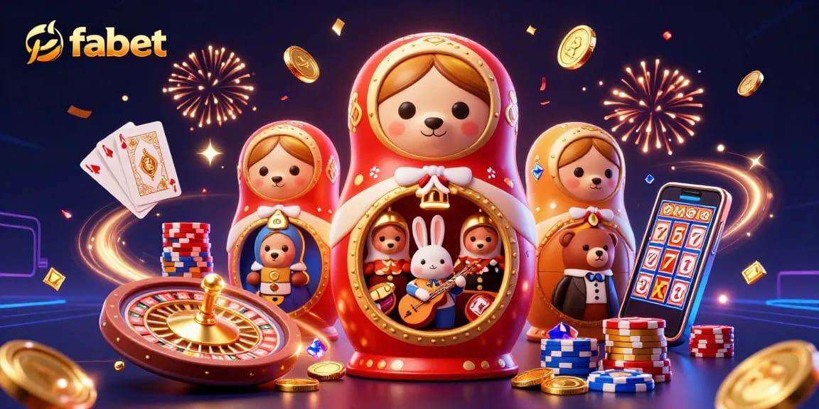 Experience the excitement of fabet with dynamic 3D casino characters, gold coins, and vibrant elements.