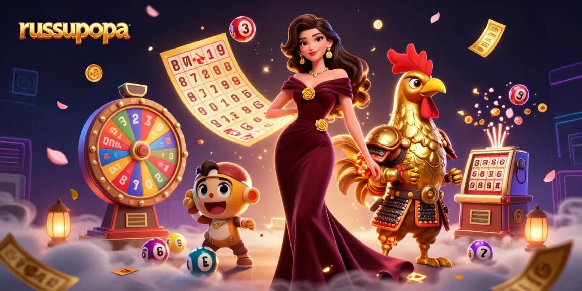 Experience rusupopa's thrilling lottery action with vibrant colors and dynamic gaming elements.