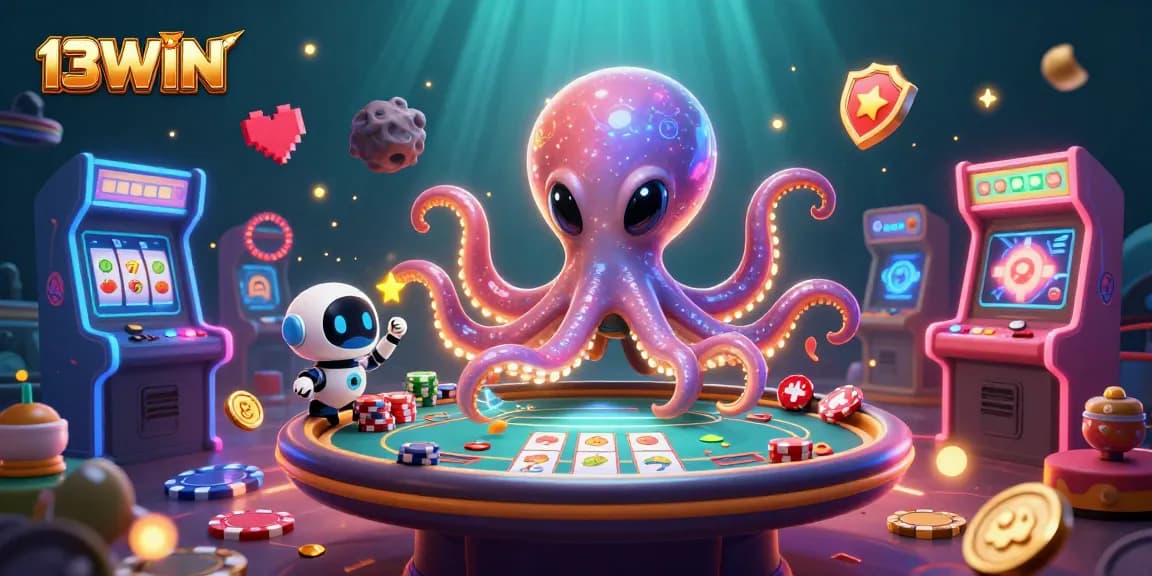 Experience thrill and excitement at 13WIN with holographic poker and vibrant gaming elements!