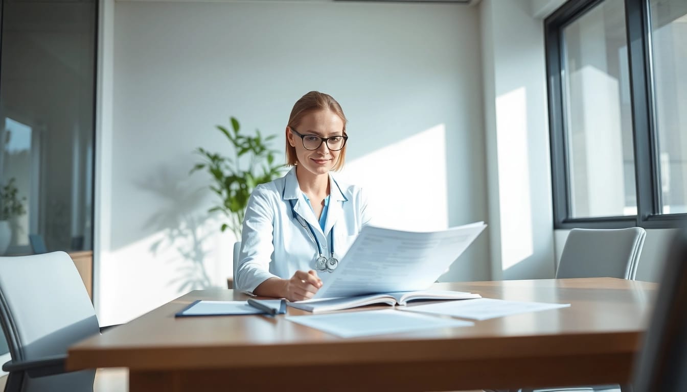 Headhunter Gesundheitswesen arbeitet professionell in einem modernen Büro, um geeignete Kandidaten zu finden.