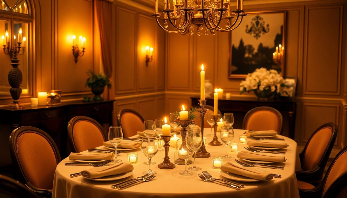 Experience luxury with a beautifully set dining table exuding elegance and sophistication.