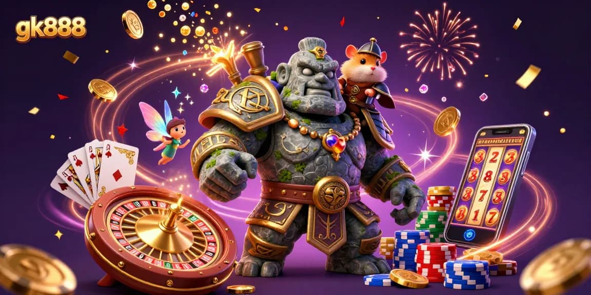 Experience thrilling spins and wins with gk888's enchanting golem guardian and whimsical fairy magic.