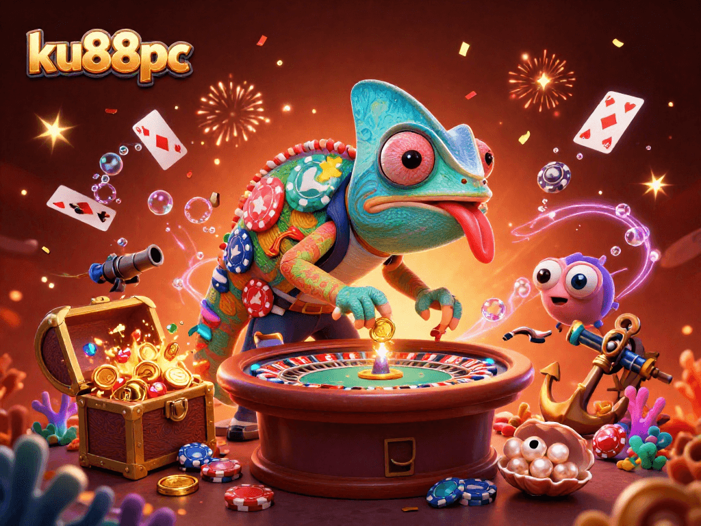 Experience the thrilling game atmosphere at ku88pc with a vibrant chameleon casino owner!