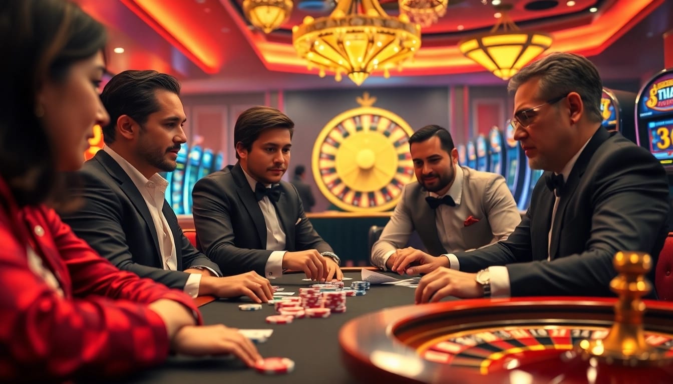 Engaging scene of players at XOCDIA88 casino table creating excitement and strategy.