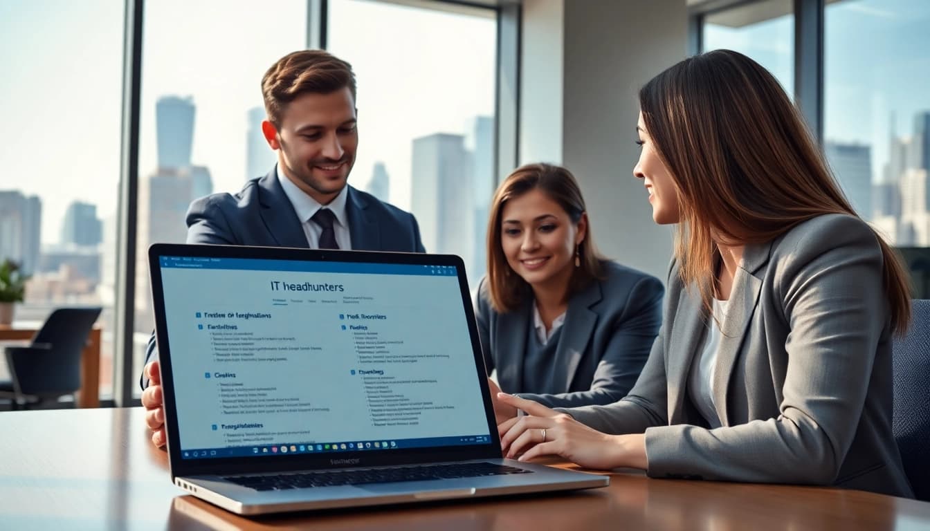 Headhunter IT in a modern office setting facilitating recruitment processes and enhancing candidates’ experiences.