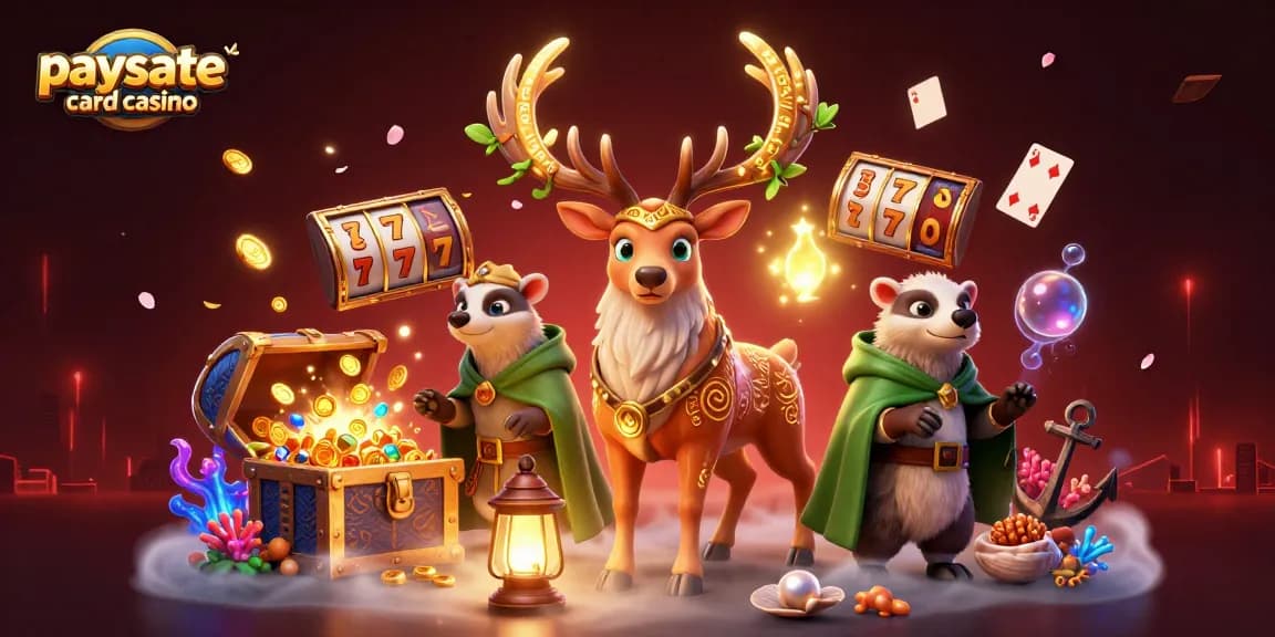 Engagieren Sie sich in einem Paysafe Card Casino, und treten Sie dem Spielabenteuer mit einem Druidenhirsch, einem Dachs und leuchtenden Elementen bei.