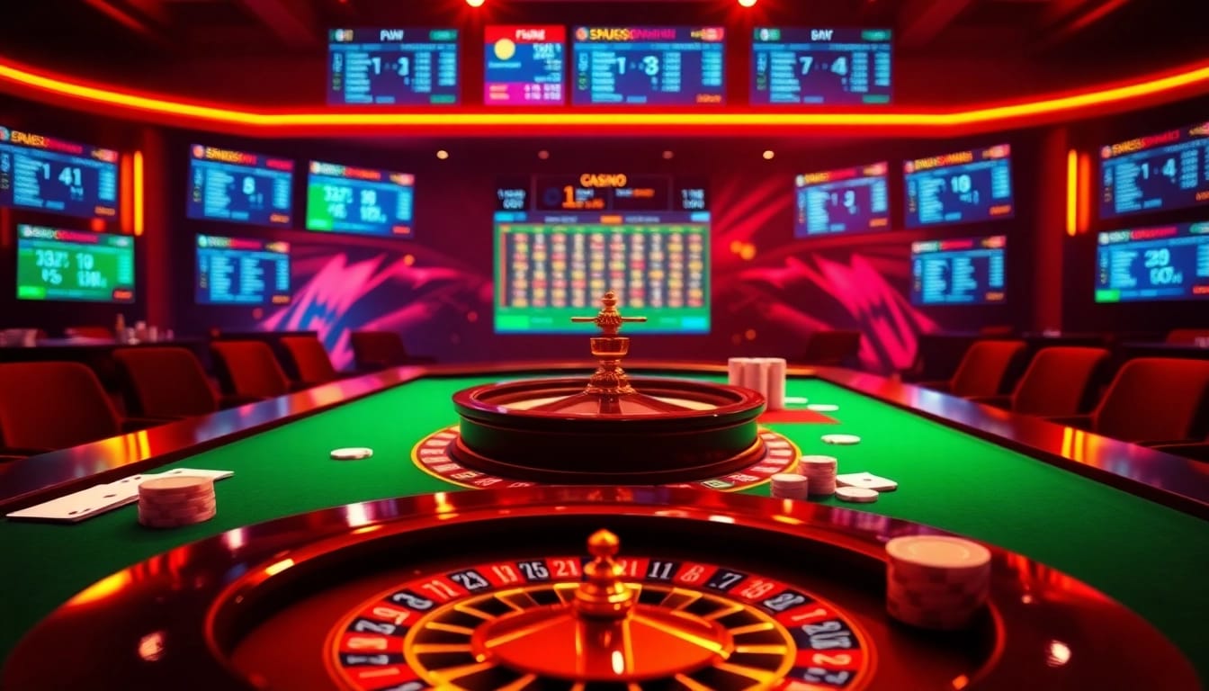 Experience the excitement of online gambling with engaging visuals from https://f8bet.dental/, featuring poker chips and a roulette wheel.