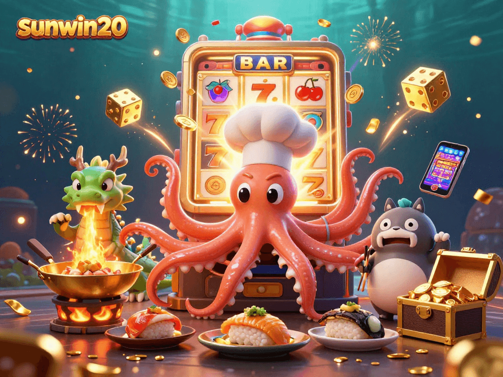 Experience the excitement of sunwin20 with dynamic gaming scenes featuring slots and jackpots.