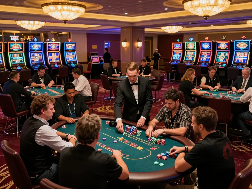 Players engaging in strategic gameplay at 78WIN's upscale casino, showcasing the excitement of poker