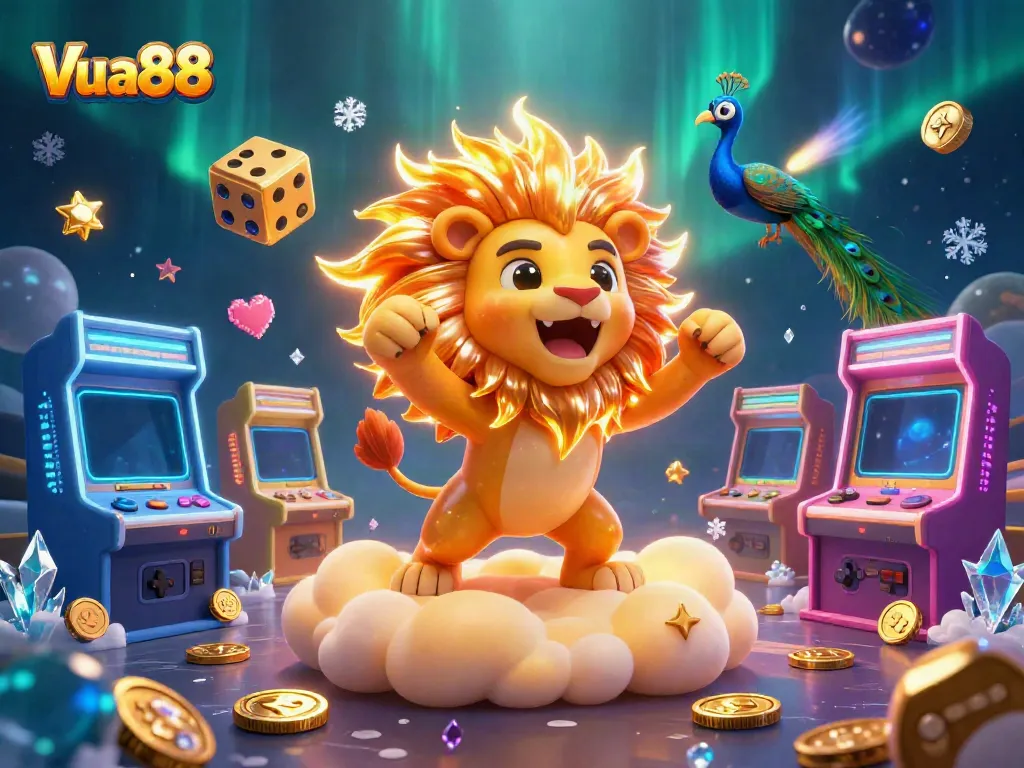 Experience thrilling gambling at Vua88 with vibrant casino elements and dynamic gameplay illustrations.