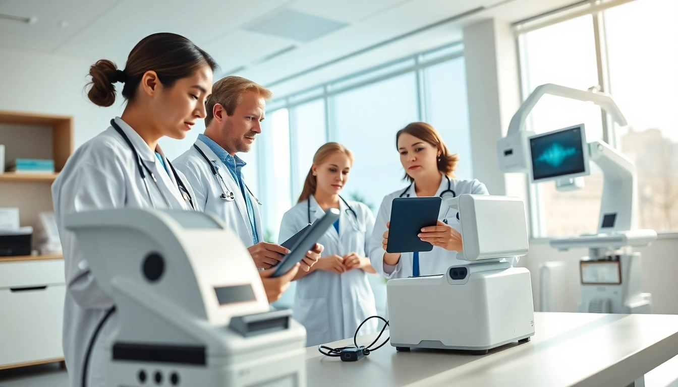 Driada medical Geräte in modernen Kliniken prüfen Fachleute die Technologie.