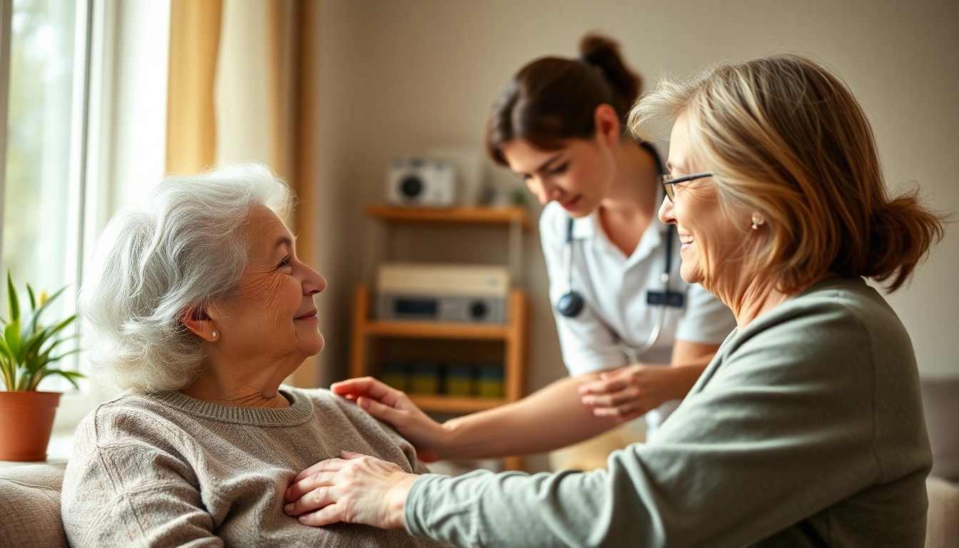 Providing skilled care through ambulanter pflegedienst köln, a caregiver helps an elderly woman at home.