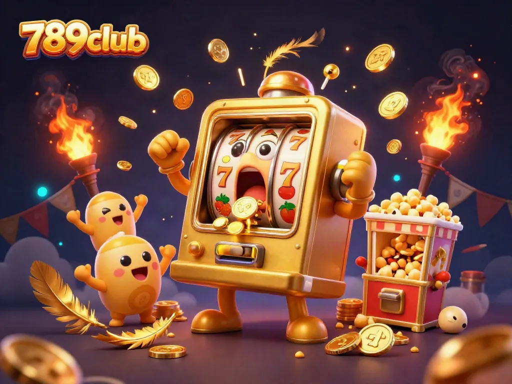 Experience the excitement of 789club slots jackpot with dynamic golden slot machines and vibrant casino elements.