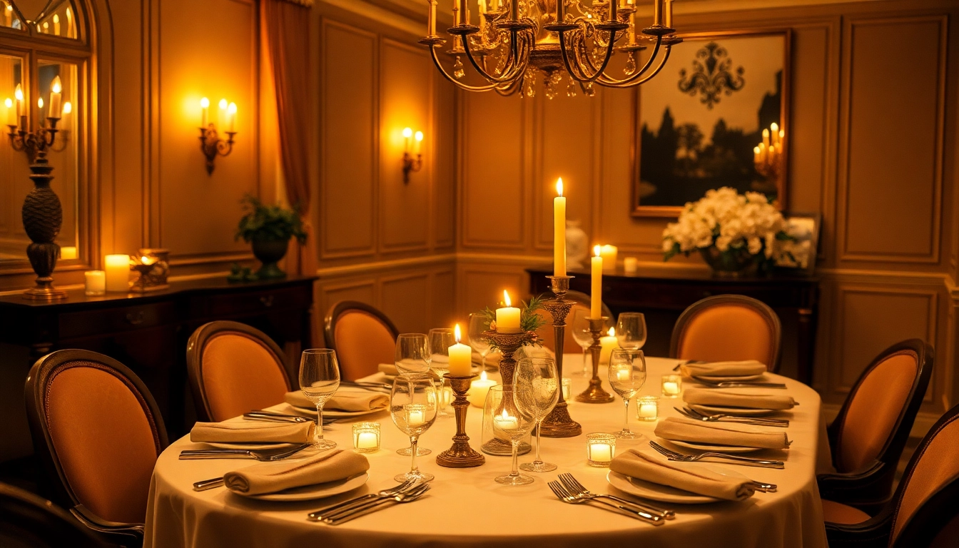 Experience luxury with a beautifully set dining table exuding elegance and sophistication.
