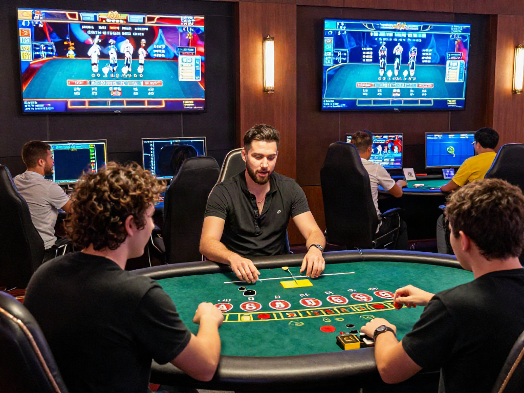 Engaged players in a vibrant live casino environment showcasing Nhà cái Xo88 games with dynamic graphics.