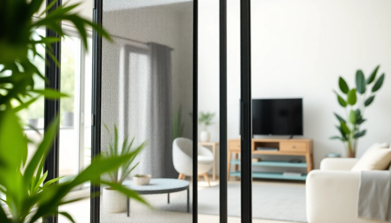 Fliegengittermaxx bietet eine elegante Fliegengittertüre in einem modernen Wohnraum.