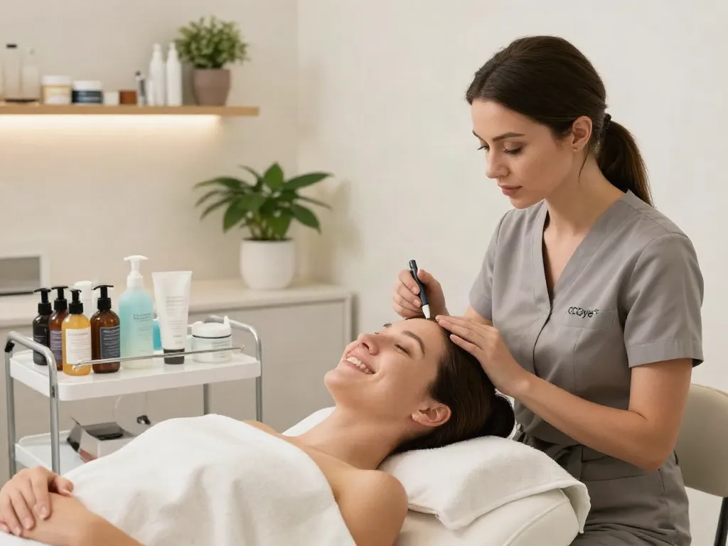 Augenringe loswerden mit CCeye® Behandlung in einem einladenden Schönheitssalon.