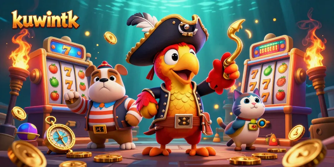 Experience thrilling slots action with kuwintk's vibrant characters and casino game elements.