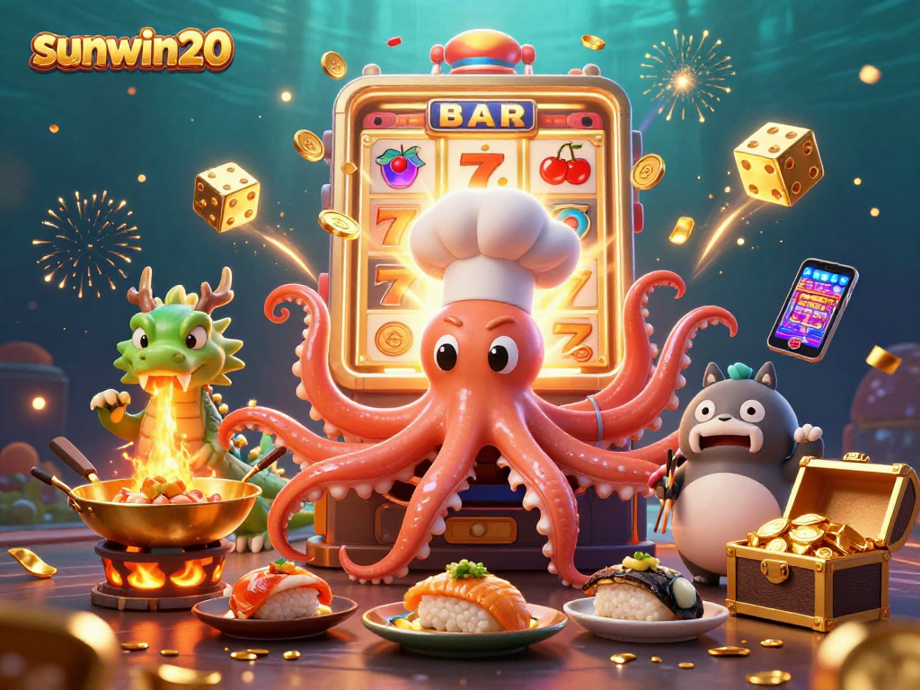 Experience the excitement of sunwin20 with dynamic gaming scenes featuring slots and jackpots.