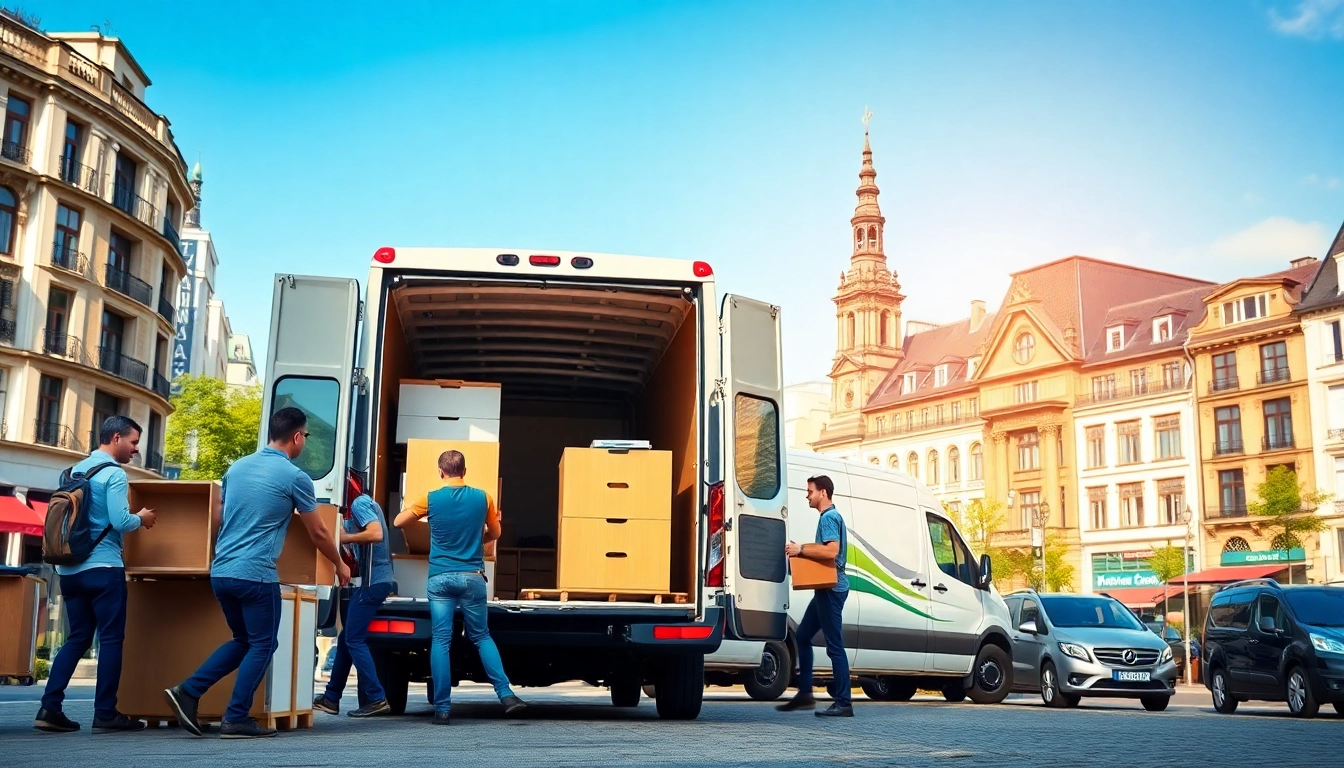 Umzugsunternehmen Darmstadt helfen, Möbel sicher in einen Umzugswagen zu laden.