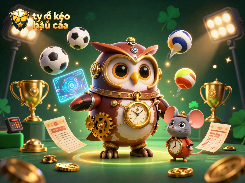 Experience the world of tỷ lệ kèo nhà cái with a vibrant 3D illustration featuring sports and casino elements.