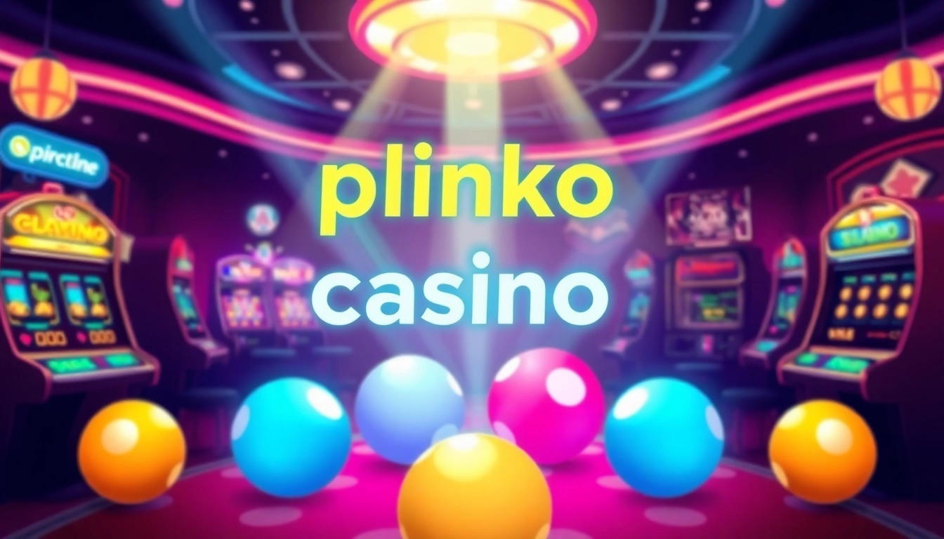 Entdecken Sie die interessante Welt des Plinko Casinos mit lebhaften Farben und lebendigen Spielszenen.