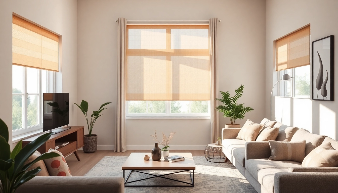 Plissee konfigurieren in einem stilvollen Wohnzimmer mit elegantem Fensterdekor