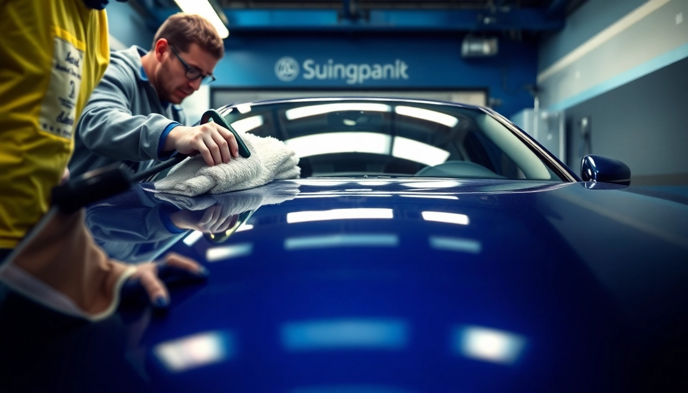 Professionelle Fahrzeugaufbereitung für Leasing Rückgabe Vorbereitung München in einem modernen Autoaufbereitungsraum.