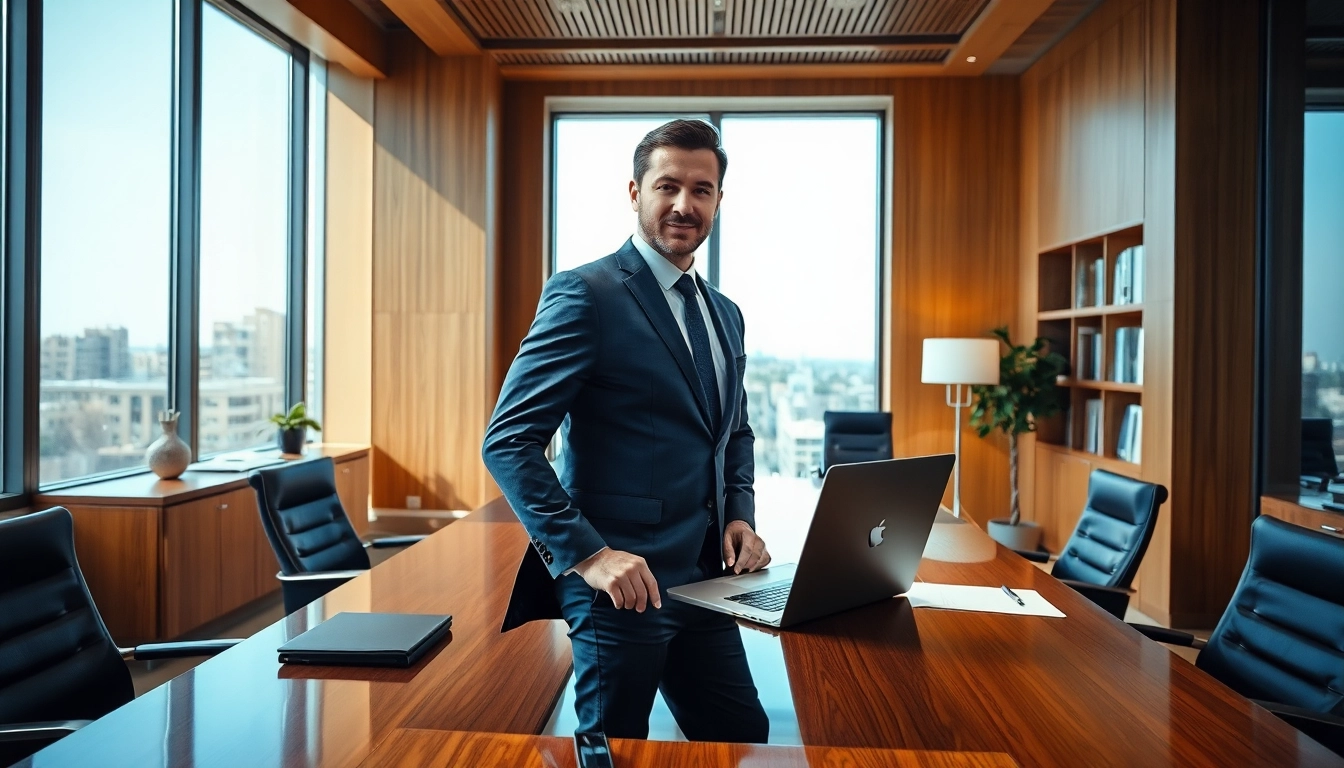 Headhunter CEO im modernen Büro, strahlt Professionalität und Vertrauen aus.