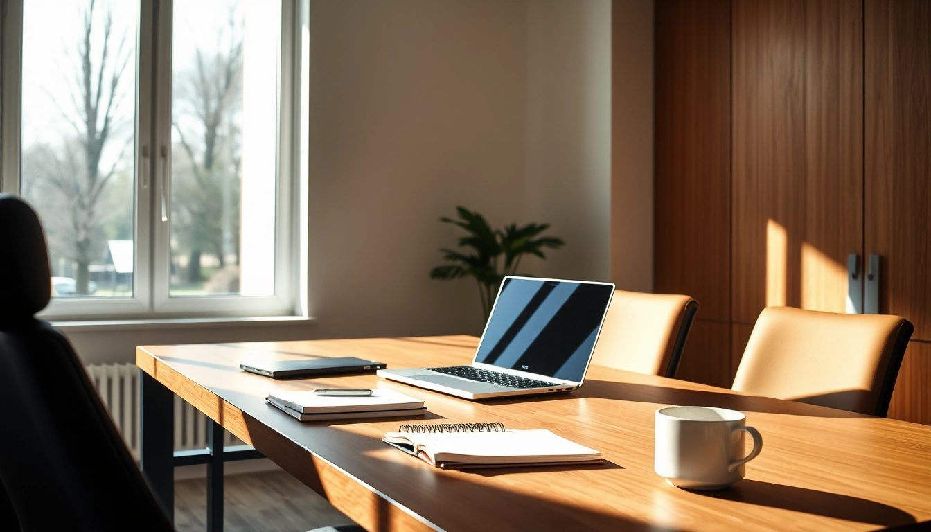 Professionelles Bürointerieur eines Headhunter Solingen mit modernem Schreibtisch und inspirierender Atmosphäre.