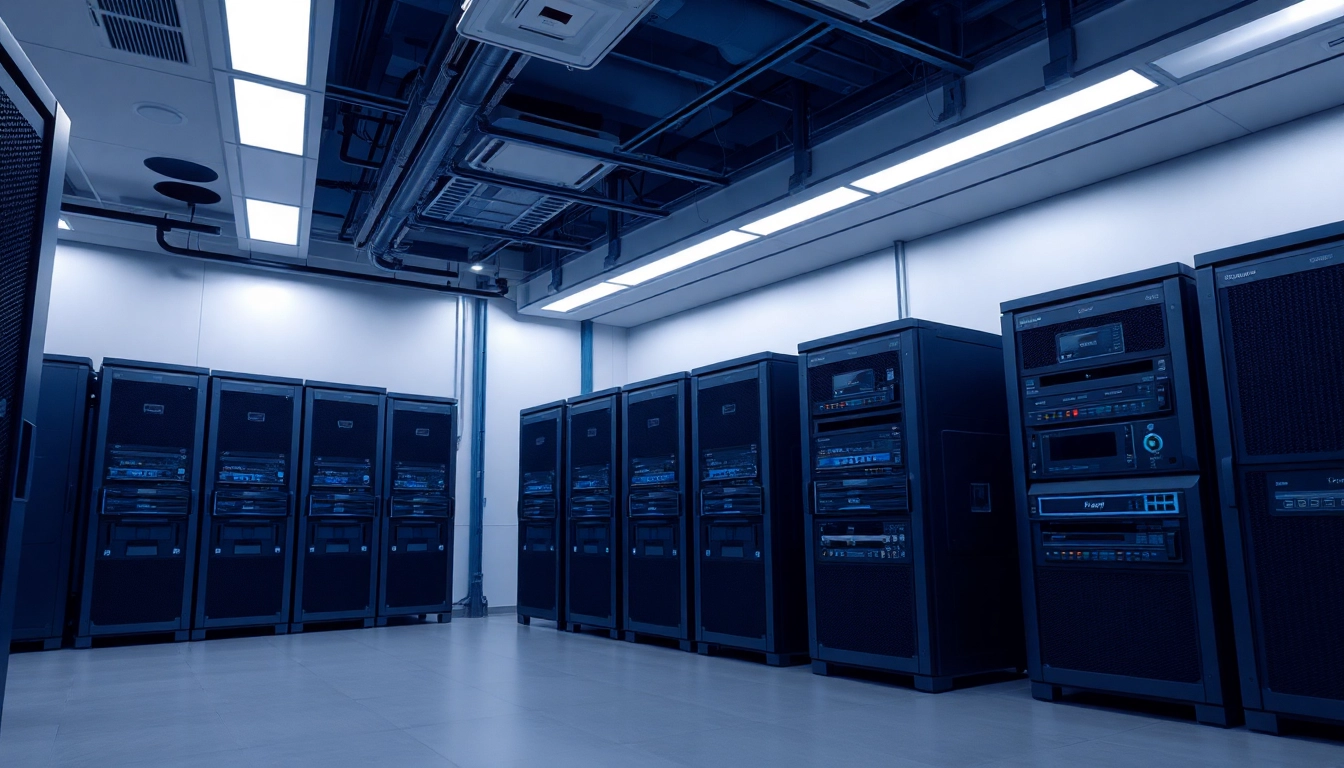 Visualisiere die Microsoft Server 2025 Standard Version in einem modernen, technologischen Serverraum mit angeordneten Servern.