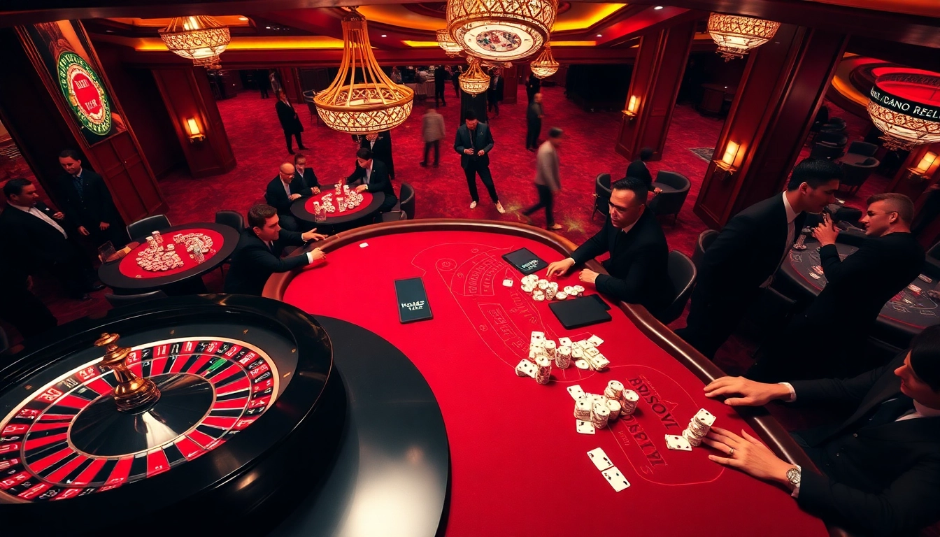 Engaging casino scene at https://bong99.pro/ showcasing live gambling excitement with roulette and poker.