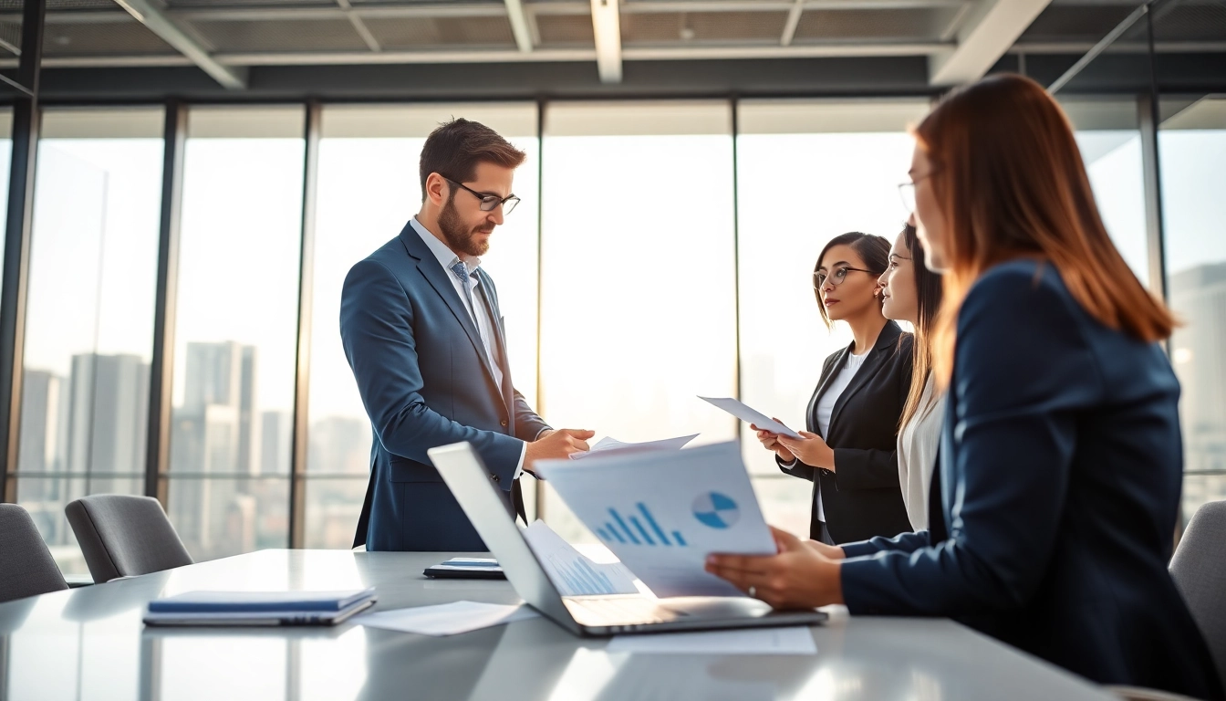 Headhunter Schweiz berät Kunden in modernem Büro über Karrieremöglichkeiten.