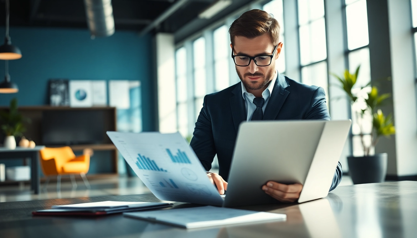 Headhunter Schweiz analysiert Lebensläufe in einem modernen Büro mit natürlichem Licht.